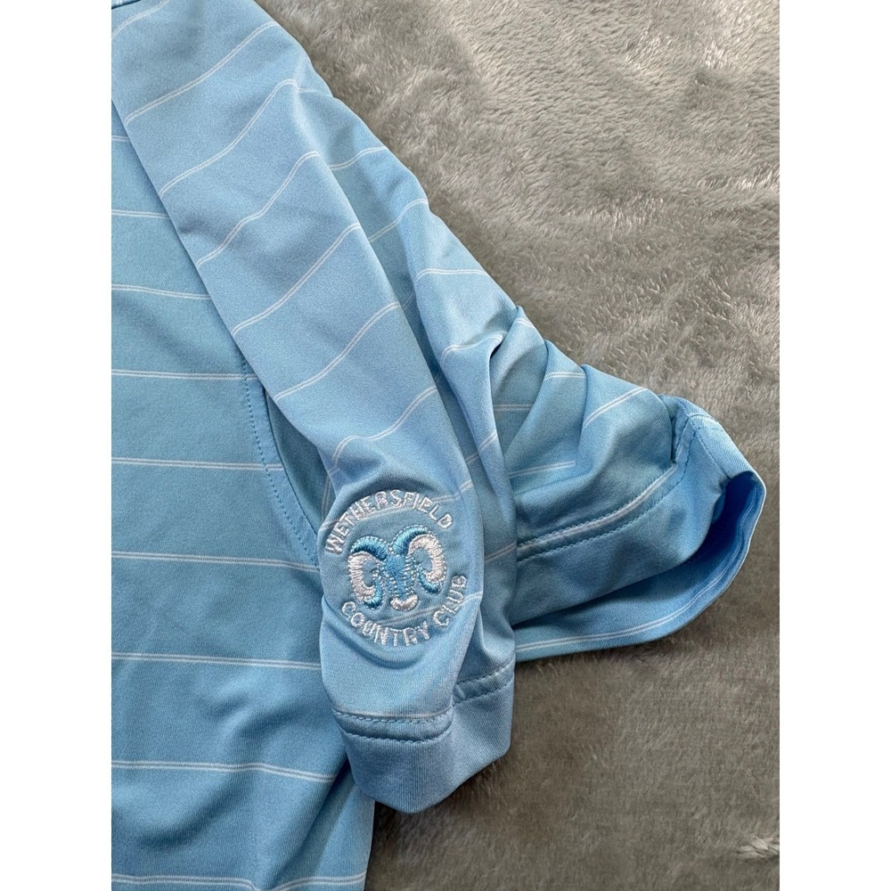 FootJoy FJ Mens XL Golf Polo Shirt Blue White Stripe Performance Wicking - Picture 4 of 6
